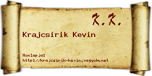 Krajcsirik Kevin névjegykártya